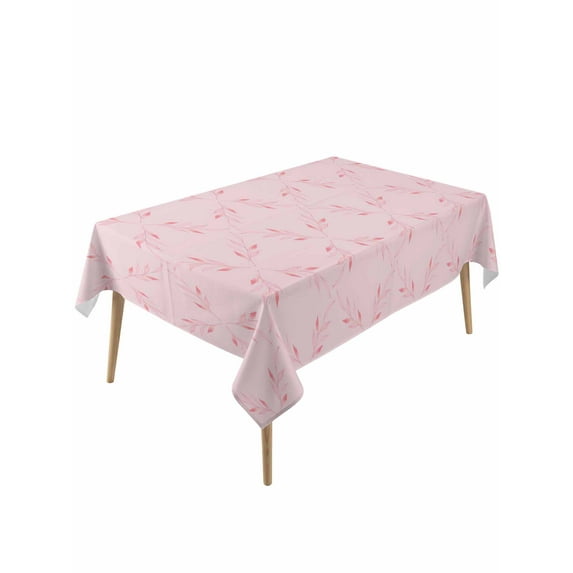 Pink Morocco Table Cloth, Geometric Leaf Diamond Lattice Abstract Waterproof Tablecloth for Rectangle Tables, Reusable Washable Fabric Table Cover for Restaurant Kitchen Dining Tables 54"x108"