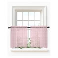 thumbnail image 1 of Pink Morocco Tier Curtains 24 Inch Length,Sheer Curtains for Bedroom Living Room Window Geometric Leaf Diamond Lattice Abstract Rod Pocket Drapes Kitchen Curtains Small Half Window 27.5"x24" 2 Panels, 1 of 6
