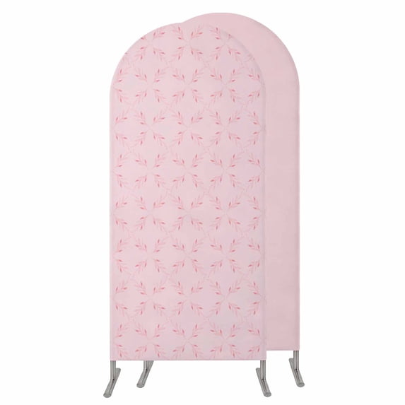 Pink Morocco Wedding Arch Cover,Stretchy Spandex Arch Backdrop Stand Covers 6 FT,Geometric Leaf Diamond Lattice Abstract Round Top Arched Backdrop Cover for Birthday Party Ceremony Baby Shower Event