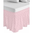 thumbnail image 1 of Pink Morocco Wrap Around Bed Skirts for King Bed 18" Drop,Bed Skirt with Adjustable Elastic Belt Dust Ruffle Bed Valance for Bedroom Hotel Geometric Leaf Diamond Lattice Abstract Bed Frame Cover, 1 of 7
