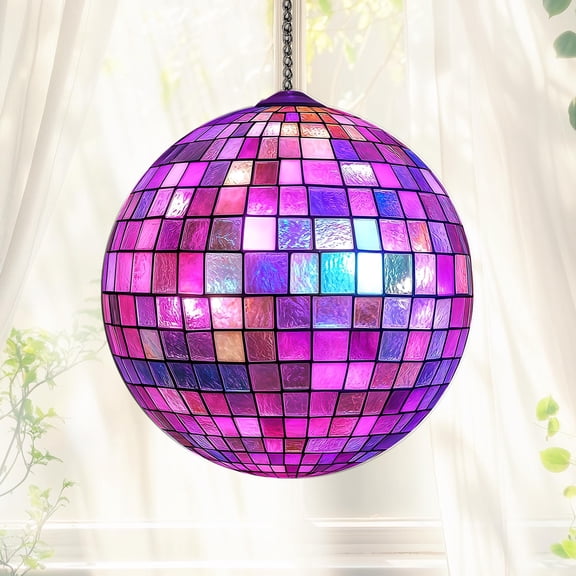 Pink Mosaic Disco Ball Acrylic Suncatcher Window Hanging Ornament