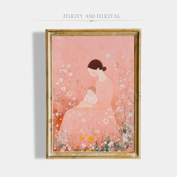 Pink Mother'S Day Wall Art, Floral Happy Mom Day Centerpiece, Mother'S Day Decor, Motherhood Print, Wall Art, Modern Wall Decor, 8x12 UNFRAMED