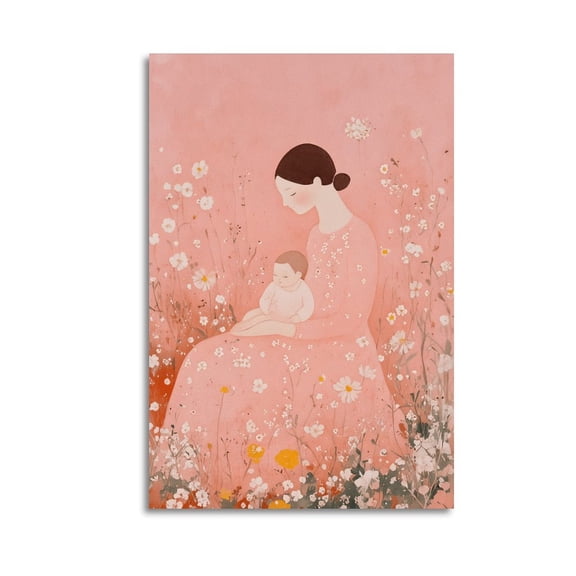 Pink Mother's Day Printable Wall Art, Floral Happy Mom Day Poster Great Wall Art for Home Decor, Mother's Day Gift, Posters for Bedroom, Office Or Living Room