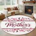 thumbnail image 1 of Pink Mother's Day Round Area Rug 6Ft Washable Circle Rugs for Bathroom Office, Watercolor Flowers Modern Polka Dot Striped Non-Slip Carpet Floor Mats Indoor Outdoor Carpet Runner Aesthetic Home Decor, 1 of 8