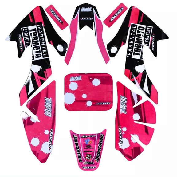 Pink Motorcycle Graphics Kit Decal Stickers Plastic Fender Fairing Sticker Set for CRF50 XR50 CRF SDG SSR Dirt Pit Bike Offroad Enduro Motorbike Mobility 50cc 70cc 90cc 110cc 125cc 140cc 150cc 160cc