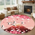 thumbnail image 1 of Pink Mountains Round Area Rug 5ft, Modern Aesthetic Cherry Blossoms Cranes Washable Non-Slip Circle Rugs for Bedroom Living Room Kitchen, Soft Low Pile Carpet for Dining Room Playroom Nursery, 1 of 9