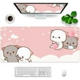 thumbnail image 1 of Pink Mouse Pad Cat XXL Kawaii Gaming Mouse Pad Animal Theme 35.4x15.7 inch Gift for Women,Pink Desk Accessories with Personalized Design for Laptop, Computer PC (Pink Cat -2), 1 of 6
