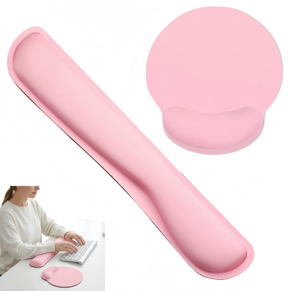 Keyboard Wrist Rest and Mouse Pad, Soft Memory Foam Wrist Support Cushion with Non-Slip Base, Comfort Hand Rest Accessory for Laptop Desktop Office Gaming Typing to Relieve Wrist Pressure