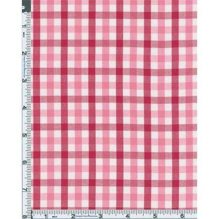 Pink Multi Gingham Shirting, Fabric Sold By the Yard