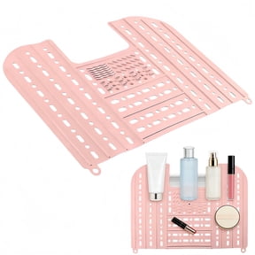Foldable Silicone Makeup Mat, Non-Slip Washable Cosmetic Tray Organizer with Drain Holes, Portable Makeup Tool Storage Pad, Space-Saving Design for Bathroom Vanity Travel Salon