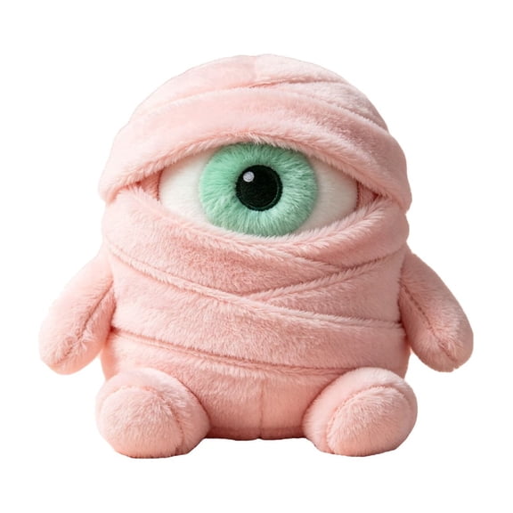 Pink Mummy Plush Decor One-Eyed Stuffed Animal Figurine for Halloween Party Home Decor Gift 11.8in Height 1-Pack