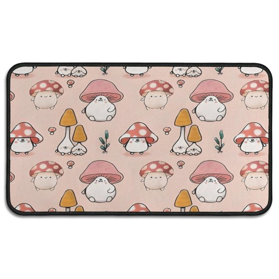 Pink Mushroom Cartoon Light Pattern Door Rugs,Washable Non Slip Door Mats Indoor,Decorative Door Mats,Entry Mat Indoor for Entrance,Bedroom,Kitchen,Bathroom,30"x17"