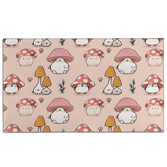 Pink Mushroom Cartoon Light Pattern Door Rugs,Washable Non Slip Door Mats Indoor,Decorative Door Mats,Entry Mat Indoor for Entrance,Bedroom,Kitchen,Bathroom,17"x30"