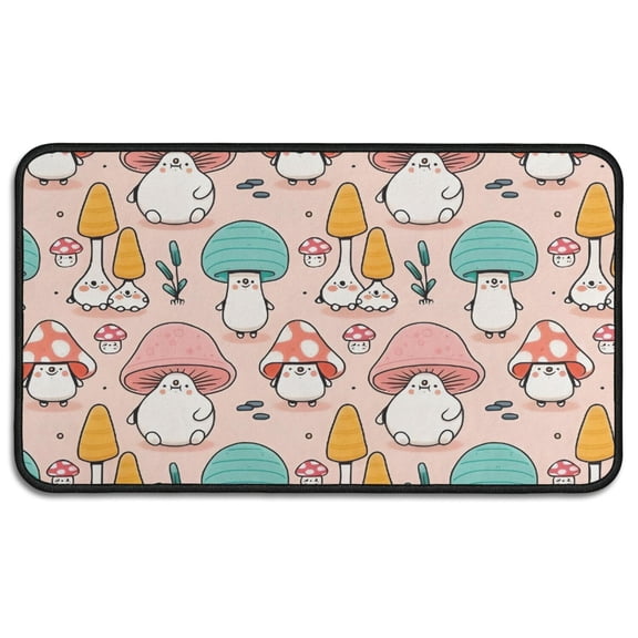 Pink Mushroom Cartoon Light Pattern Door Rugs,Washable Non Slip Door Mats Indoor,Decorative Door Mats,Entry Mat Indoor for Entrance,Bedroom,Kitchen,Bathroom,30"x17"