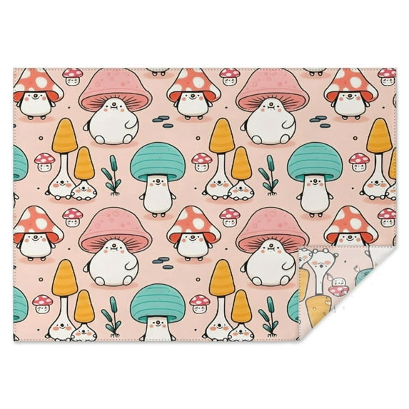 Pink Mushroom Cartoon Light Pattern Rectangle Tablecloth 60"x84",Waterproof Polyester Rectangle Table Cloth, Wipeable Spillproof Polyester Tablecloth for Dining, Camping, Indoor and Outdoor