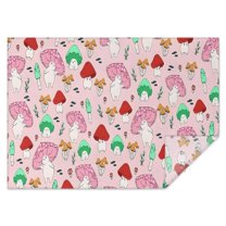 Pink Mushroom Cartoon Light Pattern Rectangle Tablecloth 60"x84",Waterproof Polyester Rectangle Table Cloth, Wipeable Spillproof Polyester Tablecloth for Dining, Camping, Indoor and Outdoor