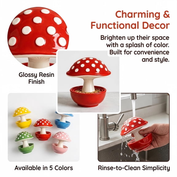 Pink Mushroom No Mess Bird Feeder for Small Birds & Rodents – Poop-Blocking, Scatter-Resistant Resin Food and Water Bowl for Budgies, Cockatiels, Lovebirds, Hamsters, Guinea Pigs (Pink)