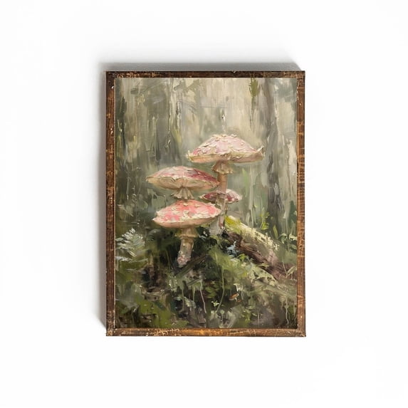 Pink Mushroom Poster Pink Fly Agaric Mushroom Wall Art Fairycore Wall Art Pnw Wall Art Fairytale Forest Art Forest Theme Decor Art, 8x12 UNFRAMED
