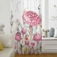 thumbnail image 1 of Pink Mushroom Semi Sheer Curtains Drapes for Living Room, Bedroom, French Doors Window 63 Inches Long, Butterfly Flower Moon Country Botanical Rod Pocket Chiffon Curtain Drapery Voile Drape Panel, 1 of 6