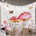 thumbnail image 1 of Pink Mushroom Tapestry for Bedroom Wall Hanging Tapestry, Botanical Floral Spring Summer Ceiling Backdrop Tapestries Poster Blanket Wall Decor for Teens Room Living Room Dorm 59" x 90", 1 of 8