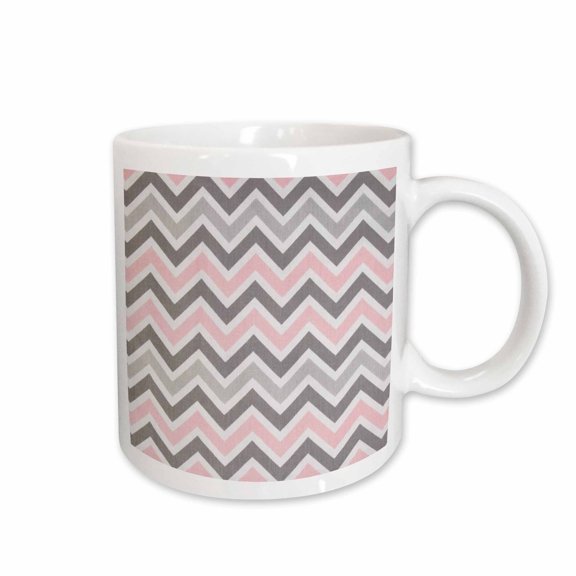 3drose, Pink N Gray Zig Zag Stripes, 11oz Mug