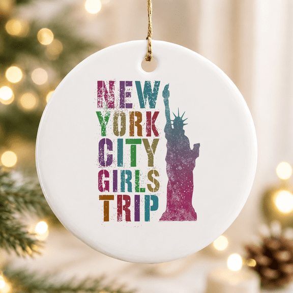 Pink NYC Girls Trip New York City 2022 Besties Ny Family Christmas Ornament, Loved One Gift, Ceramic Ornament