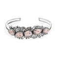 thumbnail image 1 of Pink Natrolite Champagne Zircon 14.55 ct Cuff Bracelet Silver 7.25", 1 of 1