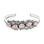 Pink Natrolite Champagne Zircon 14.55 ct Cuff Bracelet Silver 7.25"