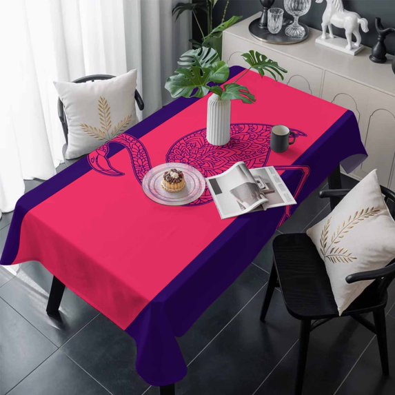 Pink Navy Blue Flamingo Table Cloth Waterproof Tablecloths, Summer Beach Coastal Modern Art Tablecloth Dining Table Cover for Kitchen Party Tabletop Outdoor, Rectangle Tablecloth 54x108 Inch