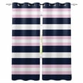 thumbnail image 1 of Pink Navy Blue Striped Blackout Curtains for Bedroom Living Room Darkening Curtains 63 Inches Long Minimalist Abstract Lines Artwork Window Curtain 2 Panels Set Window Treatment Drapes 52"x63", 1 of 9