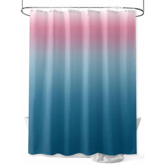 Pink Navy Shower Curtain, Blue Gradient Waterproof Shower Curtain Set with 12 Hooks Lightweight Washable Fabric Shower Curtains for Bathroom 72x72 Inches