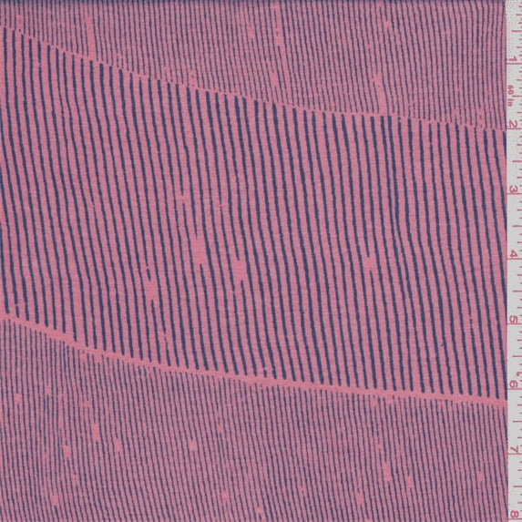 Pink/Navy Stripe Rayon Jersey Knit, Fabric By the Yard