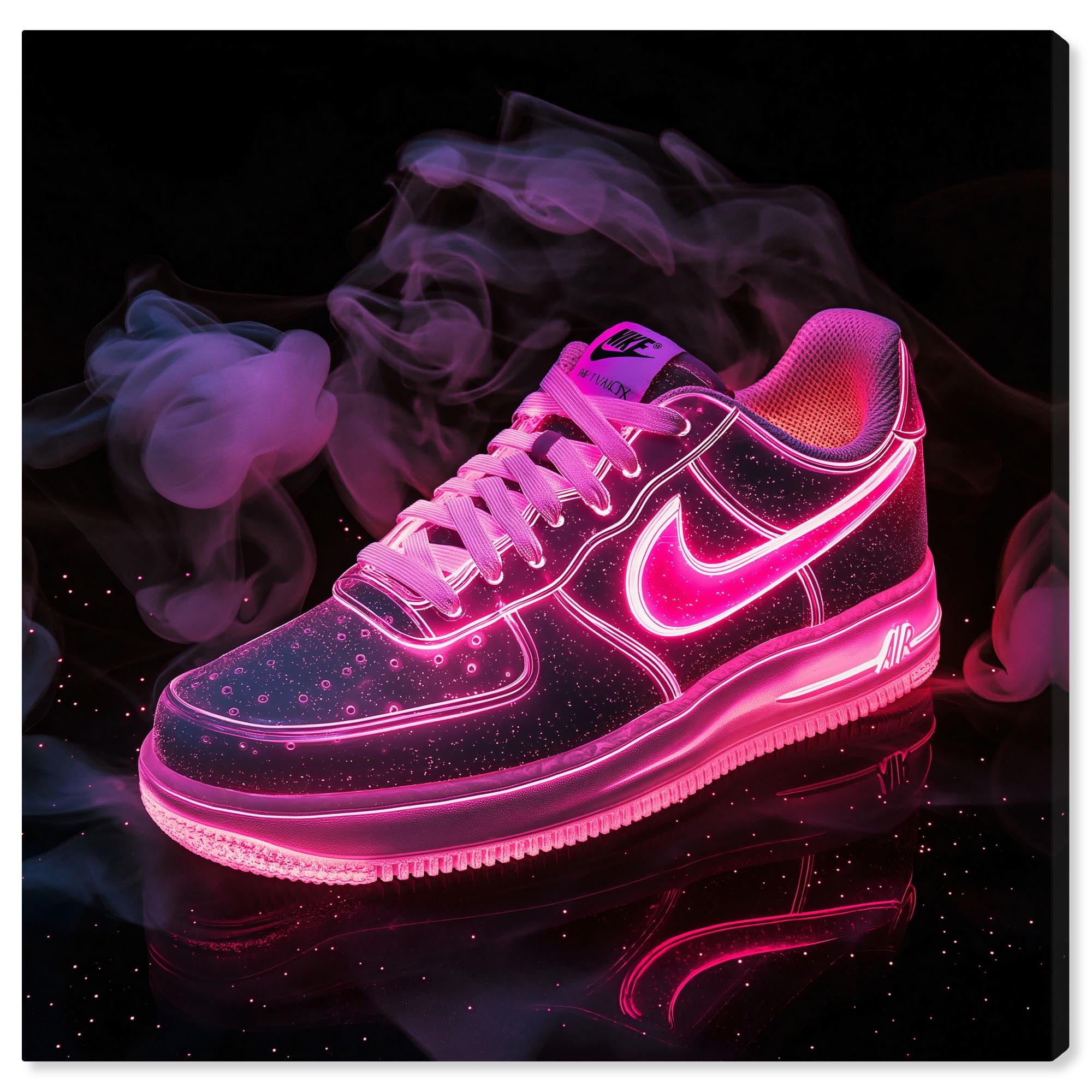 Pink Neon Nike Canvas Sneaker Art Print, 24" x 24"