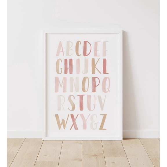 Pink Neutral Alphabet Nursery Poster, Poster Home Decor, Poster Only