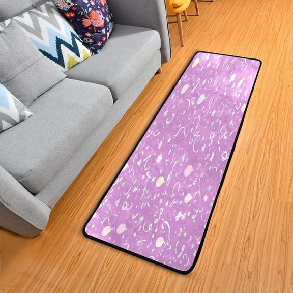 Pink New Year Elements Elegant Area Rug 72" x 24" Non-Slip Polyester with Cotton Padding