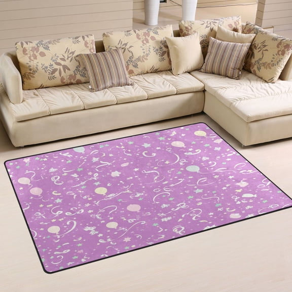 Pink New Year Elements Soft Polyester Area Rug 31''x20'', Non Slip, Memory Foam, Water Absorbent