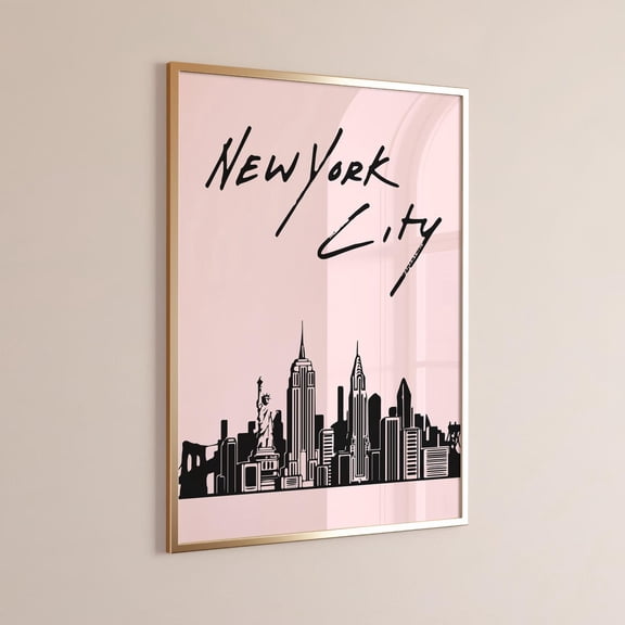 Pink New York City Poster, Retro College Apartment Wall Art