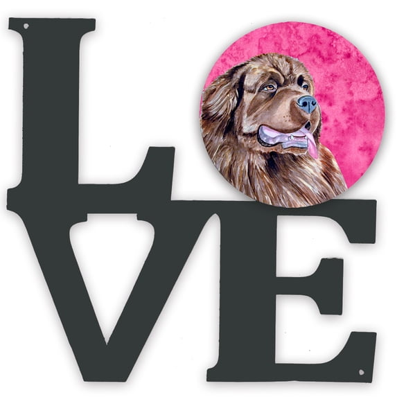 Pink Newfoundland Metal Wall Artwork LOVE