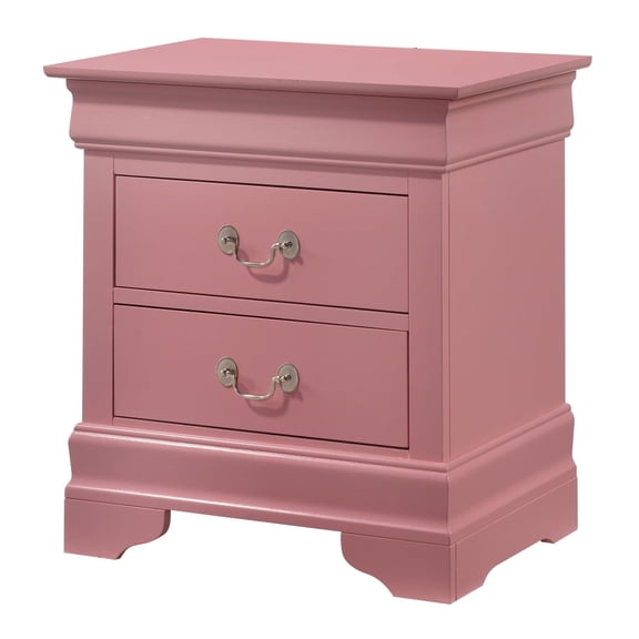 Pink Nightstand, Traditional Bedroom Side Table - 24 Inch Height, 22 Inch Wide, Charming Pink Finish, No Assembly Needed, Durable Bedroom Furniture