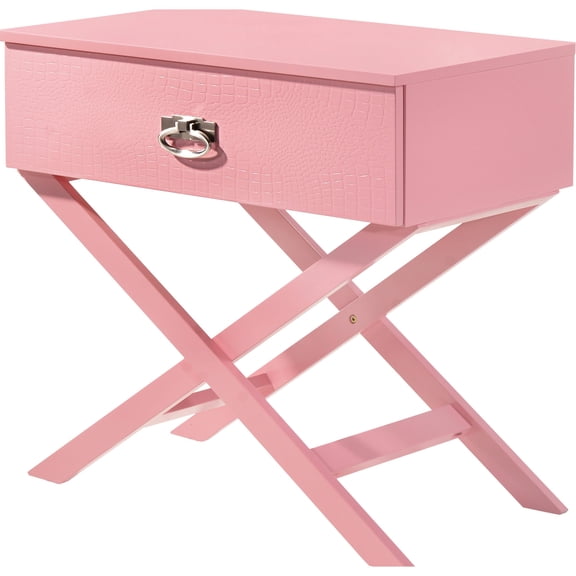 Pink Nightstand with Secure Drawer / Store Personal Items Safely