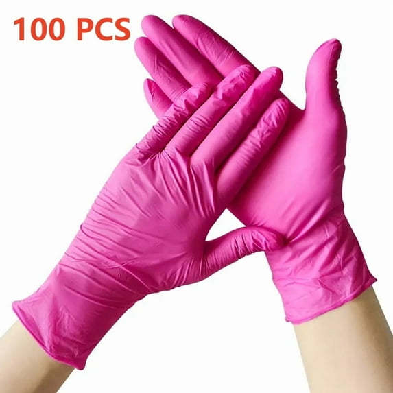 Pink Nitrile Disposable Gloves 20/100Count 3 Mil Latex Free Cooking Cleaning Gloves for Esthetician Nail Hair Dye Stylist Tattoo