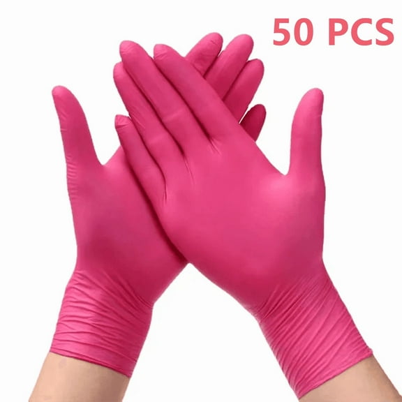 Pink Nitrile Disposable Gloves 20/50PCS Powder & Latex Free Gloves for Kitchen Cooking Household Beauty Petcare Hair Dye Gloves