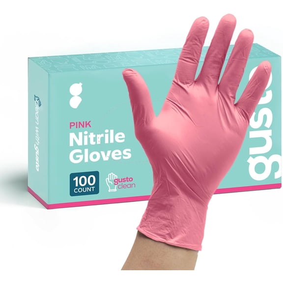 Pink Nitrile Disposable Gloves - Latex & Rubber Free, Non-Sterile Powder Free Gloves (Formerly Comfy Package)