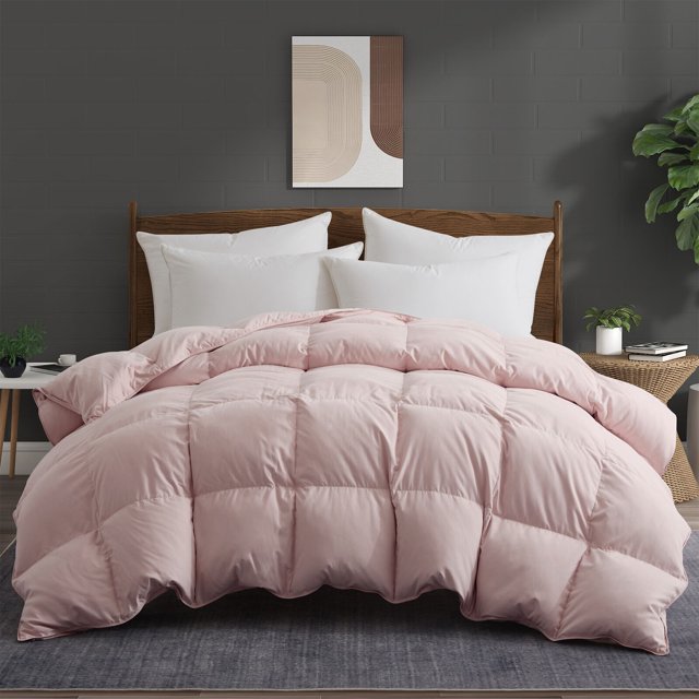 Pink Noise Free Oversized Down Feather Bed Blanket , King Queen