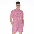 thumbnail image 1 of Pink (Not Real) Glitter Short Sleeve Men'S Rompers Casual Summer Jumpsuits Outfit, 1 of 4