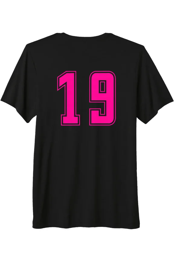 Pink Number 19 Team Junior College Sports Pink Numbered Premium Tri-Blend T-Shirt