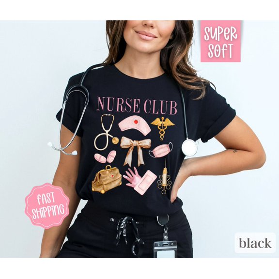 Pink Nurse Club Shirt, Vintage Nurse Shirt, Cute Nurse Shirt, for Nurse, RN Shirt, Nurse Graduation, Nurse Appreciation All Size S-5Xl