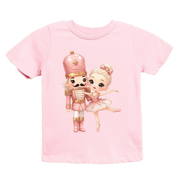 Pink Nutcracker Ballerina - Youth Short Sleeve Graphic T-Shirt and Toddler Short Sleeve Graphic T-Shirt