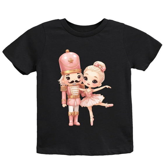 Pink Nutcracker Ballerina - Youth Short Sleeve Graphic T-Shirt and Toddler Short Sleeve Graphic T-Shirt