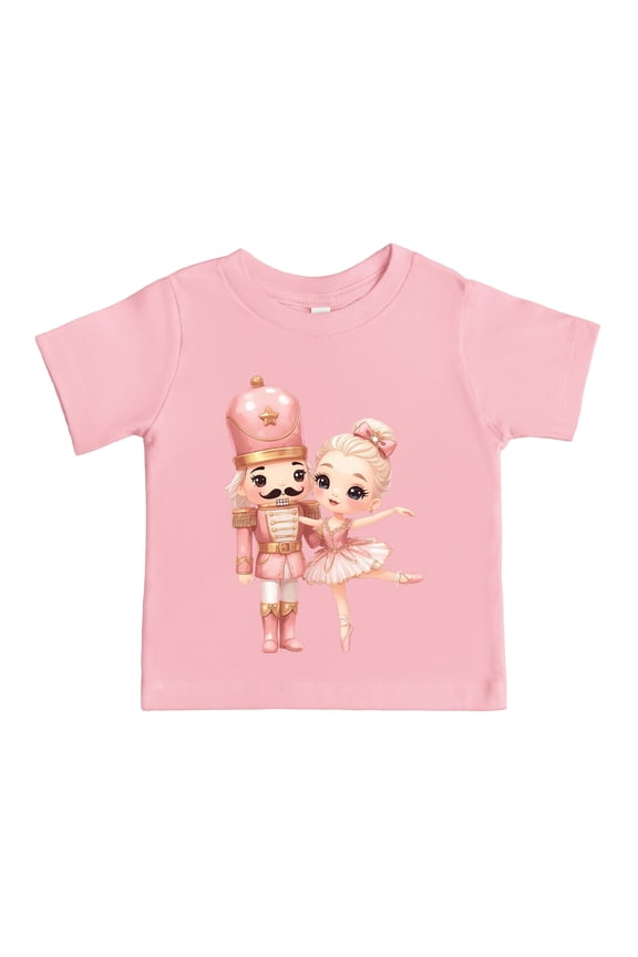 Pink Nutcracker Ballerina - Youth Short Sleeve Graphic T-Shirt and Toddler Short Sleeve Graphic T-Shirt